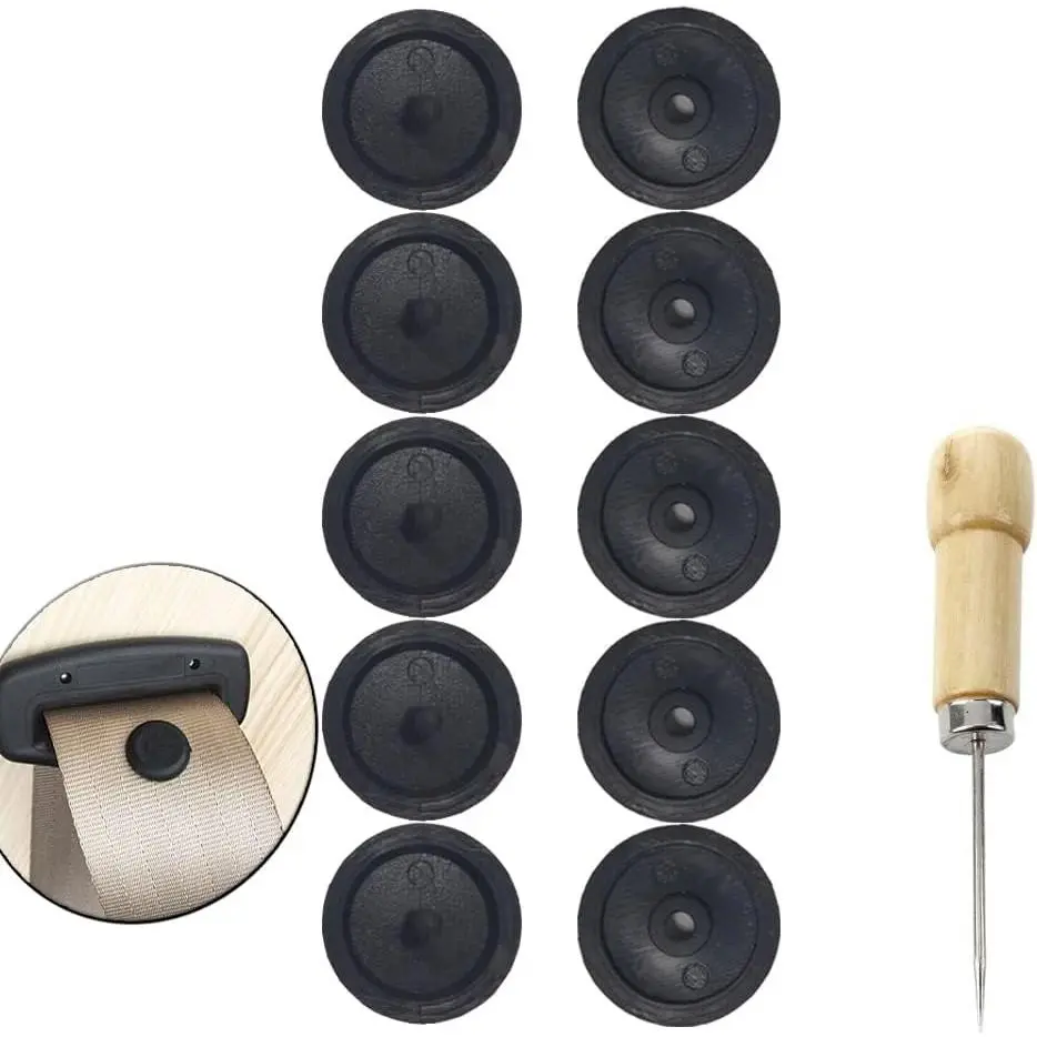 5 x Seat Belt Button Buckle Clip Stop -  Fit Stopper Kit Black (5 Sets)