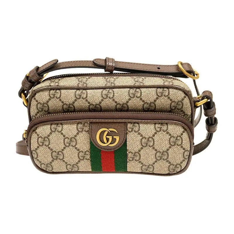 Gucci Ophidia Distressed Double-G Zip Crossbody Bag for Men in Beige and Ebony