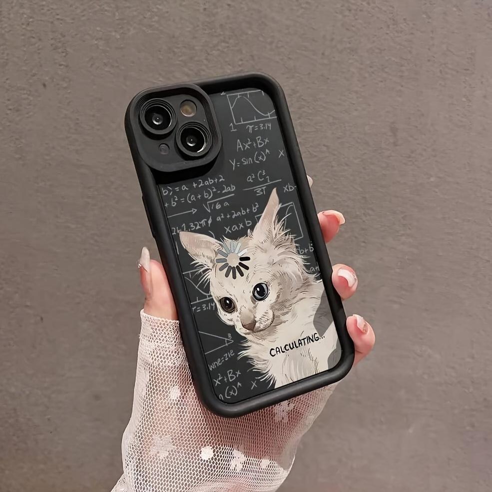 [Thinking Cat Transparent Phone Case] Thinking Cat Shockproof Black Matte Full Coverage Anti-drop Phone Case Compatible with Apple 16PROMAX / 16PLUS/ 16PRO/ 16/ 15PROMAX / 15PLUS/ 15PRO/ 15/ 14PROMAX / 14PLUS/ 14PRO/ 14PRO/ 13PROMAX / 13PRO/ 12PRO/ 12 11P