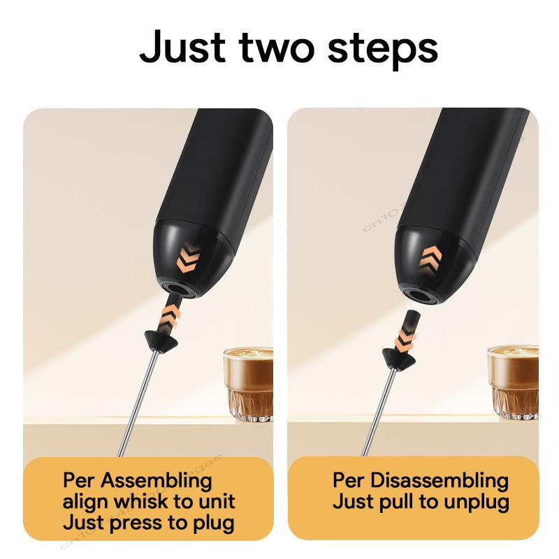 HOT  Electric Milk Frother + Egg Beater Wireless Type-C Charging 3 Speeds Mini Handheld Foam Maker Coffee Whisk Cooking Tools