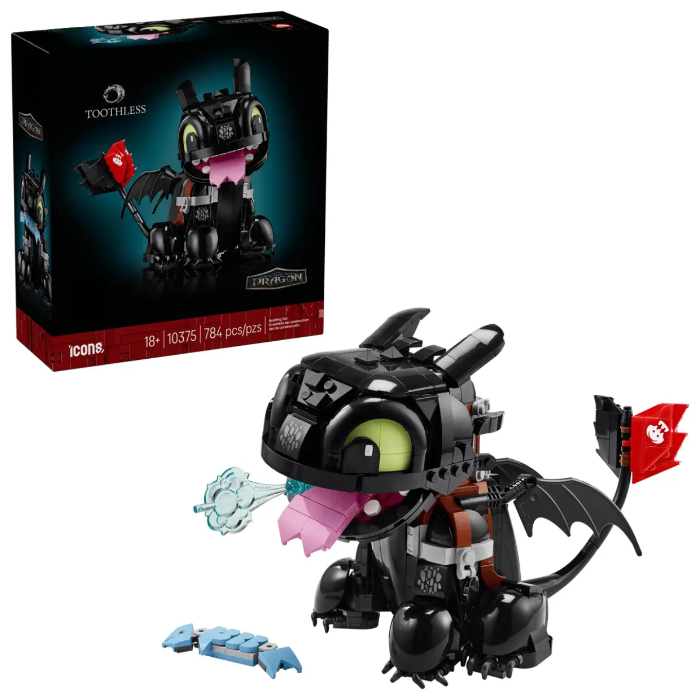 Toothless Night Fury Building Blocks 784pcs, Articulated Dragon Model with Movable Wings, Jaw & Tail, Desktop Decor Gift for Httyd Fans