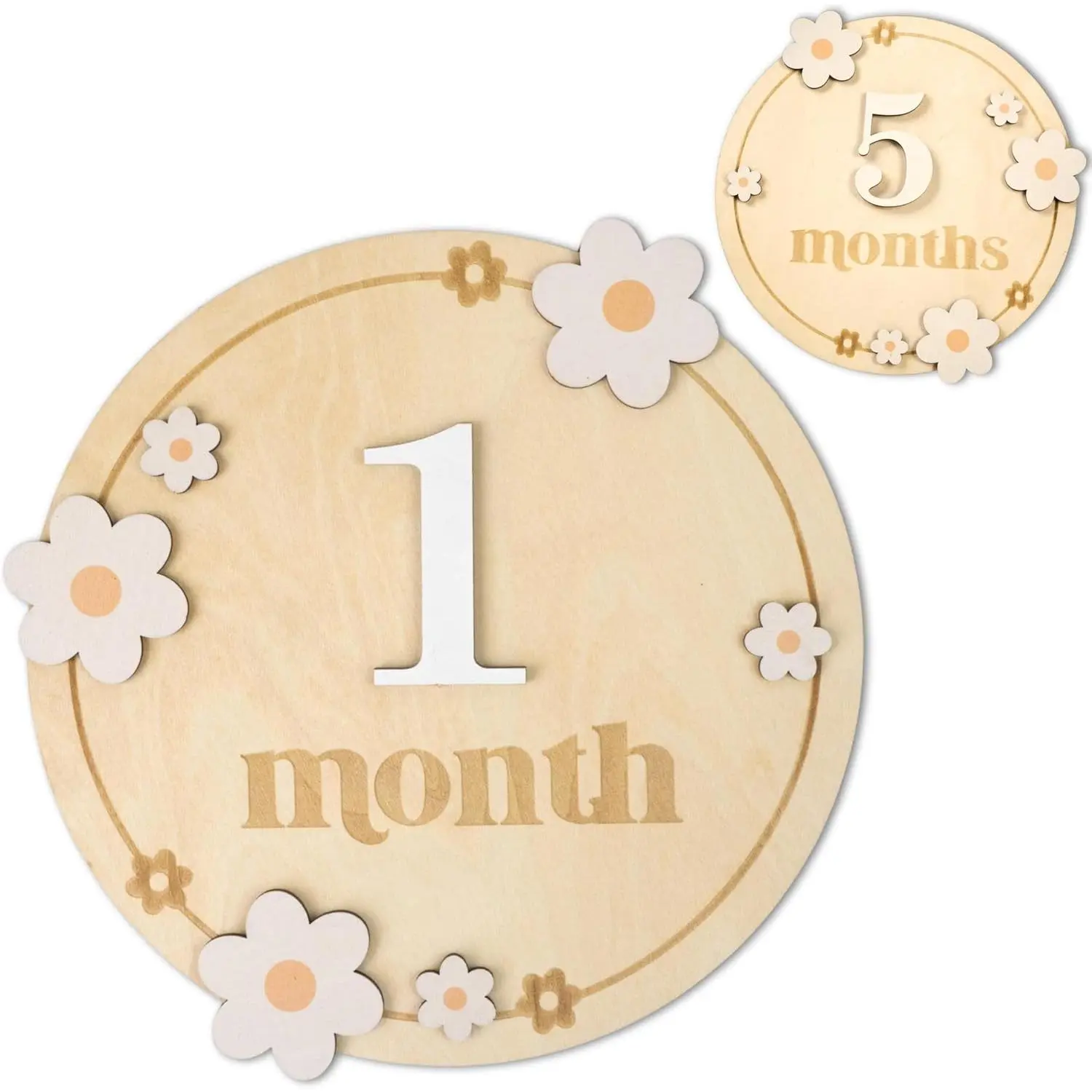 Monthly Milestone Cards - Wooden Monthly Milestone Discs -  Photography Props to Document Your ´s Growth -  Announcement Sign (B06)