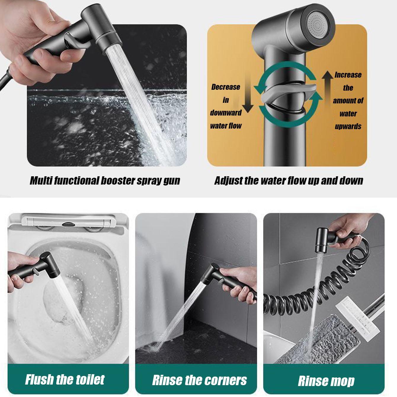 Handheld Shower Head Set, Including Handheld Shower Head & Bracket & Hose, Multi-functional Kitchen & Toilet Washing Spray for Easy Cleaning