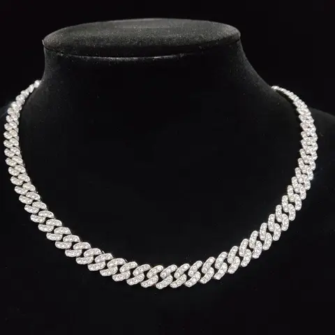 Hip Hop Street Trend Rhinestone Chunky Chain Cuban Link Design Costume Jewelry Necklace, Unisex Punk Style Exquisite Necklace, Fashionable Jewelry As Birthday Gift for Friend