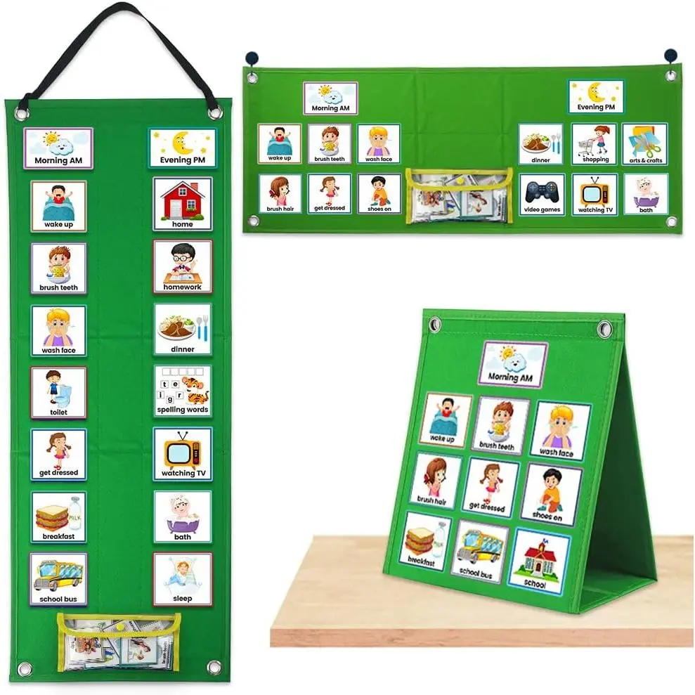 Visual Schedule Chart for  with , Daily  Routine Chart Behavioral Planner with 70 Durable Cards -  Daily Schedule Board for  , Classroom Learning Tool