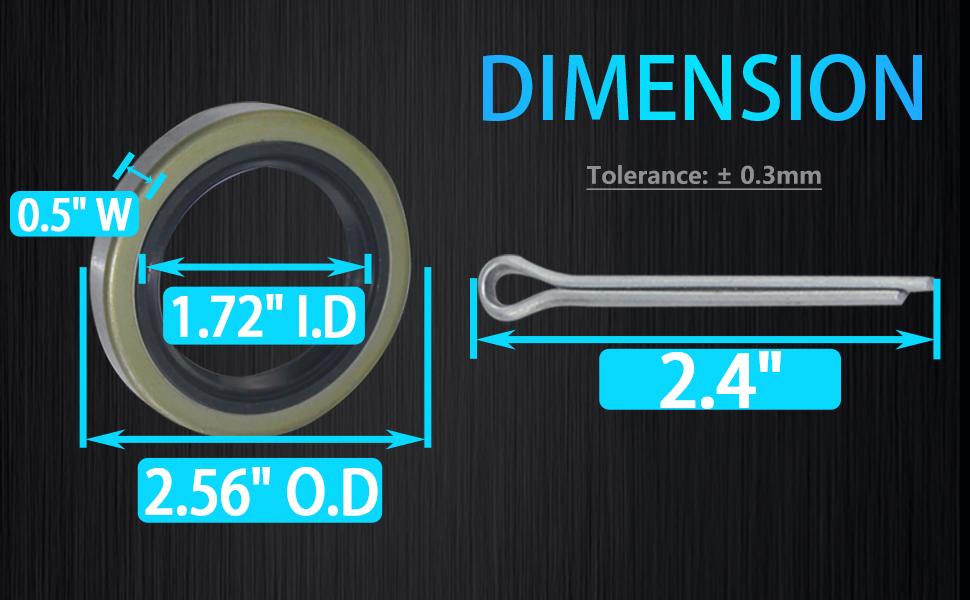 10pack ID 1.719" x OD 2.565" Trailer Axle Hub Wheel Grease Seal with Pin for 3500lb Spindles #     84 RV Axle Dexter Replace 171255 TB 10-19
