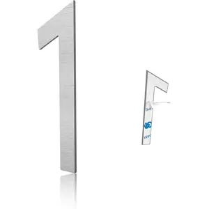 3 Inch Modern Self-Adhesive Brushed Silver Stainless Steel House Numbers for Door Mailbox Apartments Office