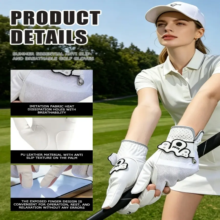 Women's Open-Finger Golf Gloves, Anti-Slip Breathable Durable Fashion, Comfortable Design for Sports Activities, Ideal for Outdoor Use