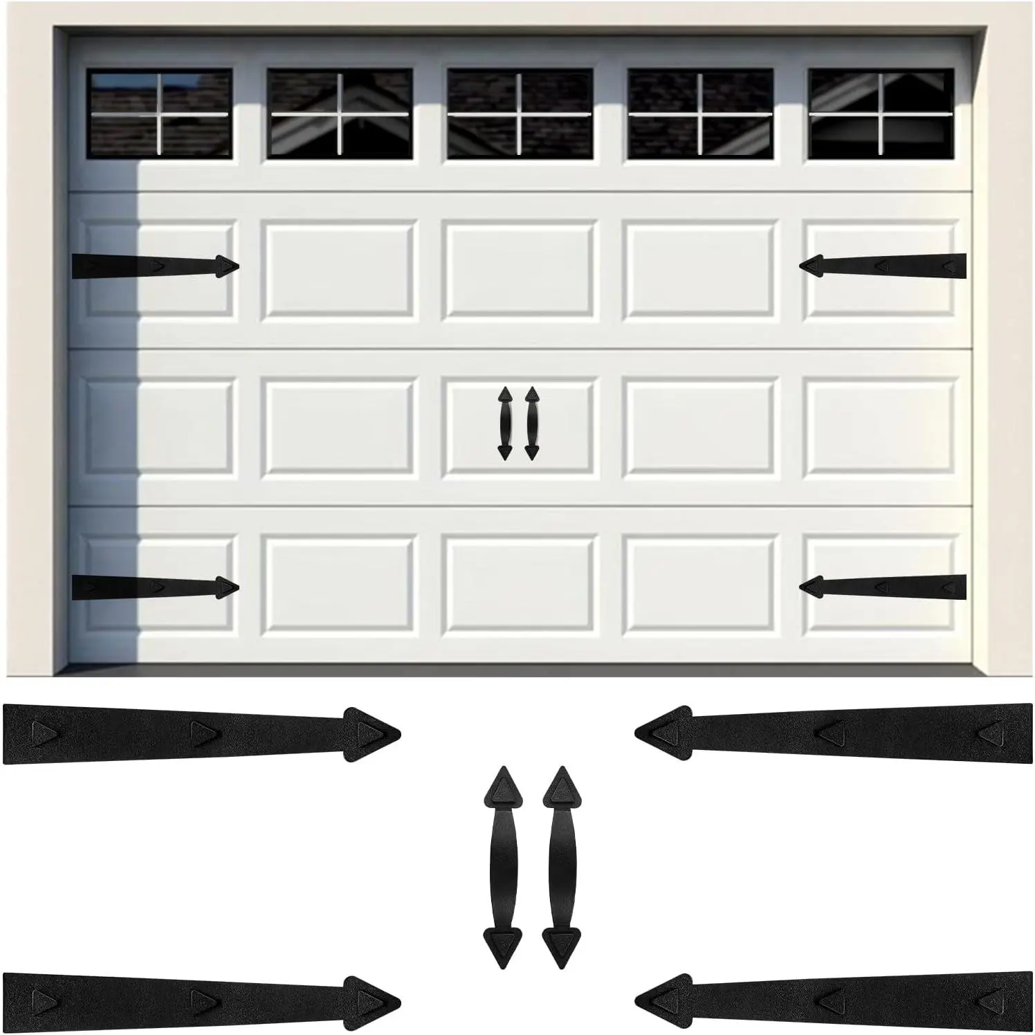 Magnetic Garage Door Hardware,Magnetic Garage Door Handles,Garage Door Decorative Magnetic for Iron Door,4 Magnetic Hinges + 2 Magnetic Handles for Garage Doors (Classics Style)