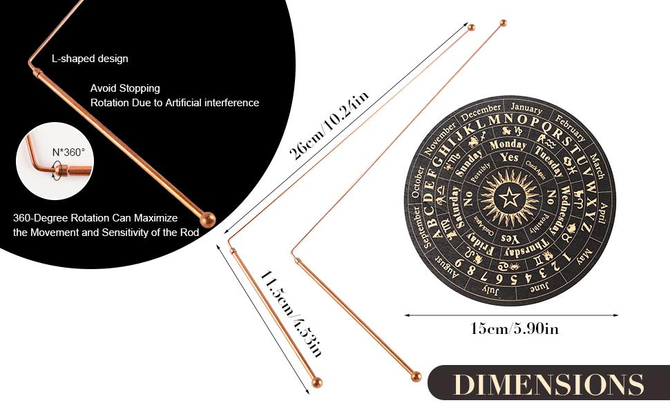 Copper Dowsing Rods - 2PCS Divining Rods+Dowsing Pendulum + Divination Mat- for Ghost Hunting Tools, Divining Water, Treasure, Buried Items Etc