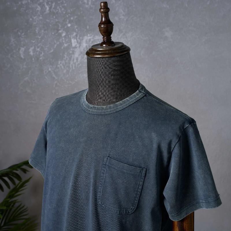 Kyn Apparel  Men's Heavyweight Pure Cotton Short Sleeved T-shirt American Retro Solid Color High-end Fabric Loose T-shirt