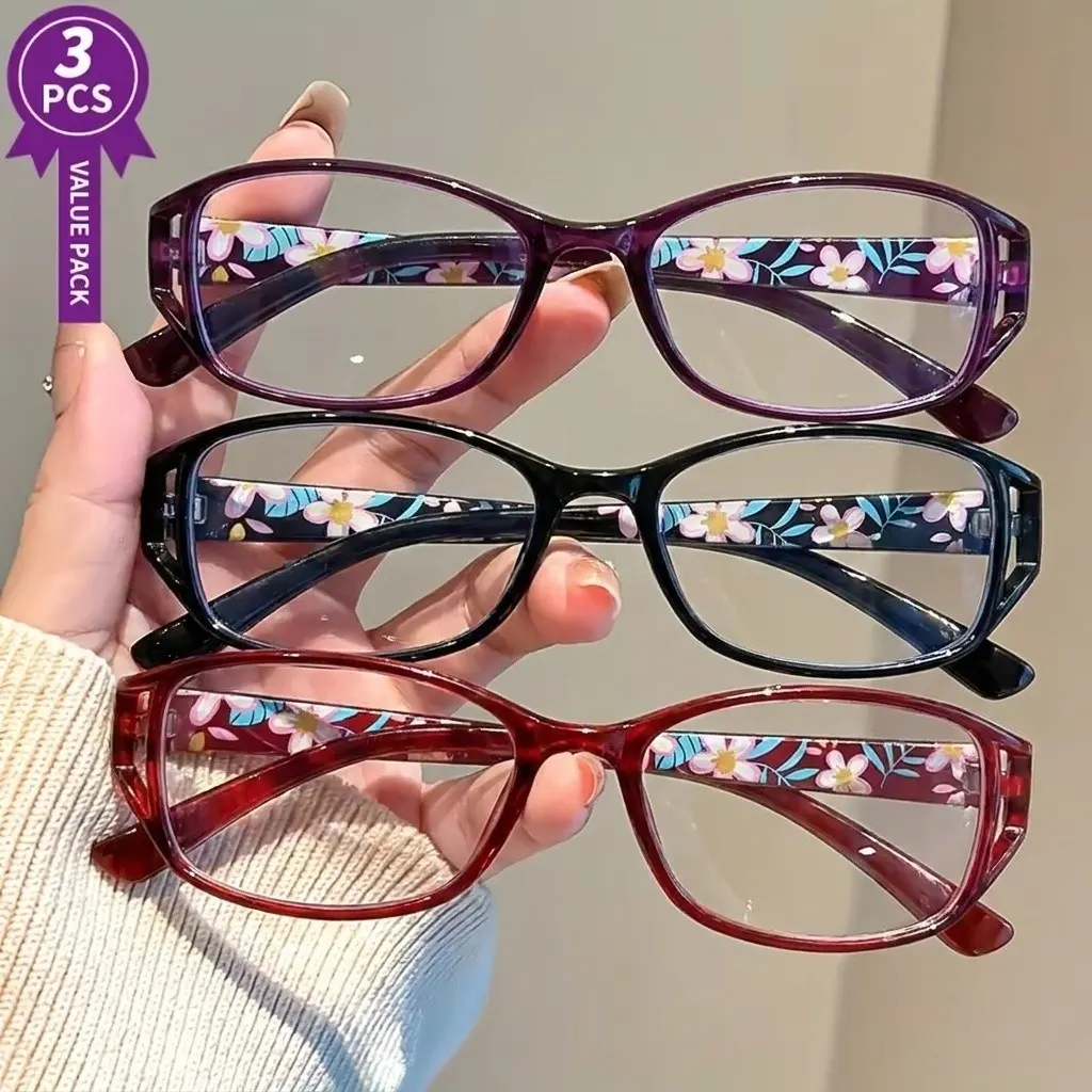3 Pairs Women's Reading Glasses, Colorful Pattern Frames, Lightweight Magnifying Eyeglasses, Spring Hinge Design, Multiple Prescriptions