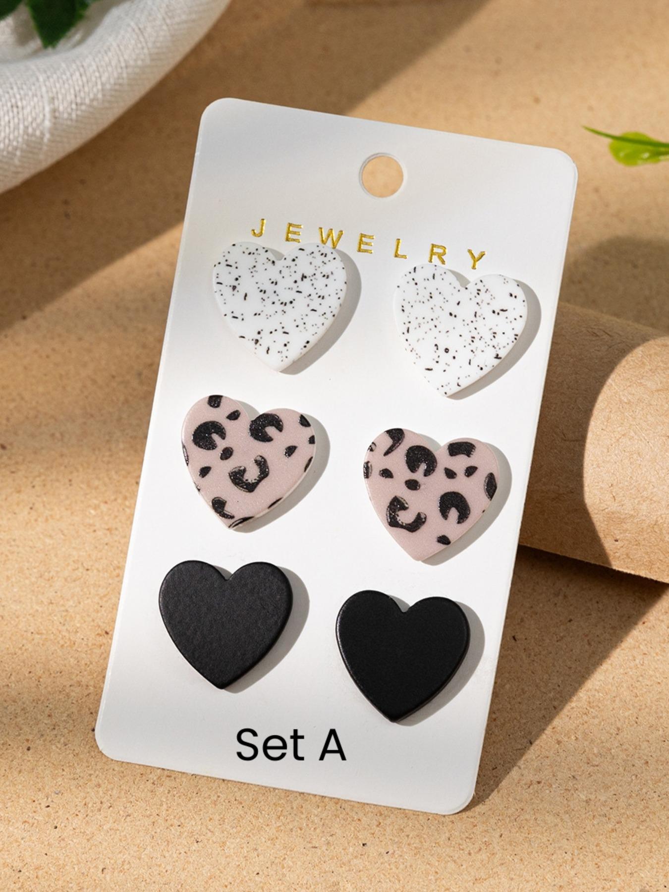 Cute Leopard Pattern Heart Shaped Earrings, Fashionable Jewelry for Women & Girls, Trendy All-match & Exquisite Jewelry for Birthday Gift, Ear Studs