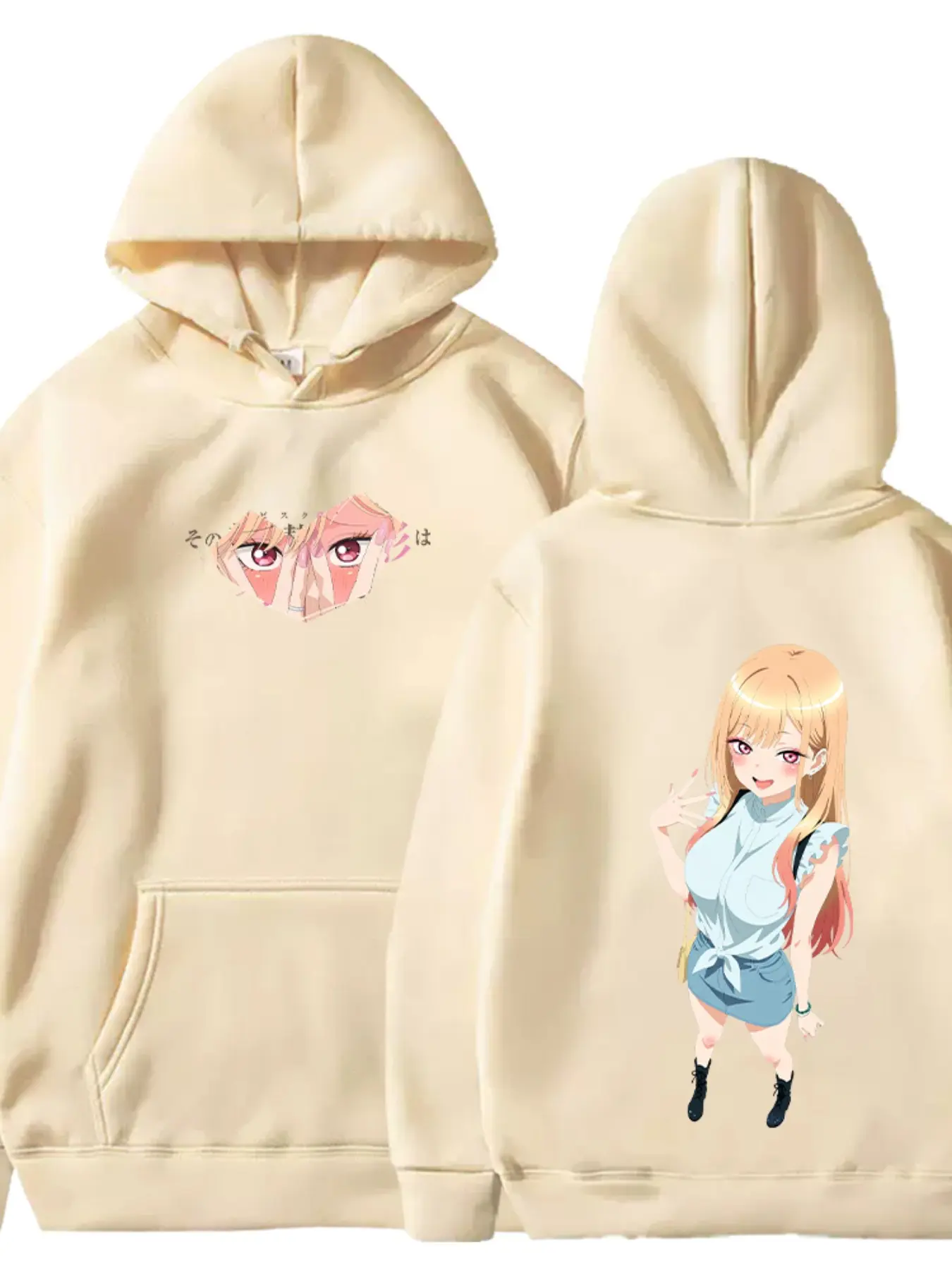 Daily Commute Drop Shoulder Pullover Hoodie, Energy-Boosting Wave Girl Sea Dream Print, Long Sleeve Hooded Top for All Seasons