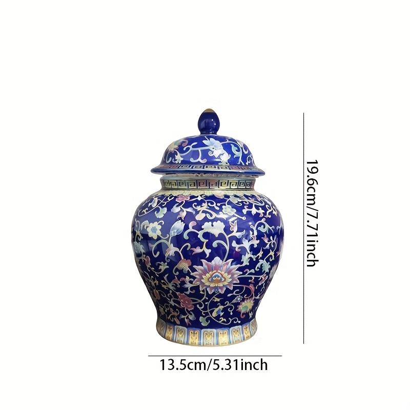 Enamel for Lotus Vine Ceramic Jar, Home Storage Container, Bathroom Storage and Organizer, Canisters