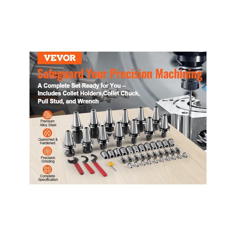 VEVOR CAT40 Collet Holder ER 16/32 Collet Set, 35 PCs, SLN FMB ER16/32 APU Tool Holders Spring Steel Collet Chucks with 10 Pull Studs and 3 Wrenches, for Milling Machine Drill Presses Boring Machine