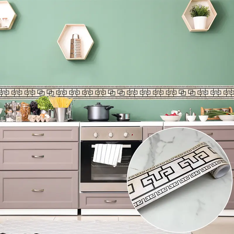 2 rolls 3.94 x 94.49 Inches peel and stick border, waterproof oil resistant skirting and window sill trim, wall decor for kitchen bathroom living room office, Interior Wall Accent Wall Trim