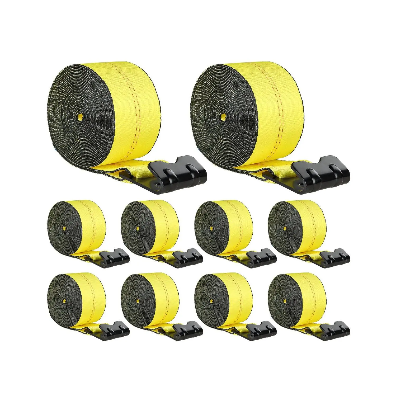 Winch Straps, 4x 40', 6000 lbs Load Capacity, 18000 lbs Break Strength, Truck Straps with Flat Hook, Flatbed Tie Downs Cargo Control for Trailers, Farms, Rescues, Tree Saver, Yellow (10 Pack)