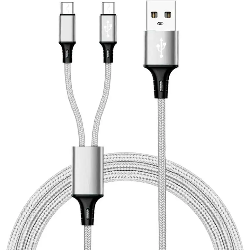 6  Extra Long  Port Type C Splitter   - Power up to Two USB C Devices At Once from a Single USB A Port - Ideal for Any USB C  Device (White)