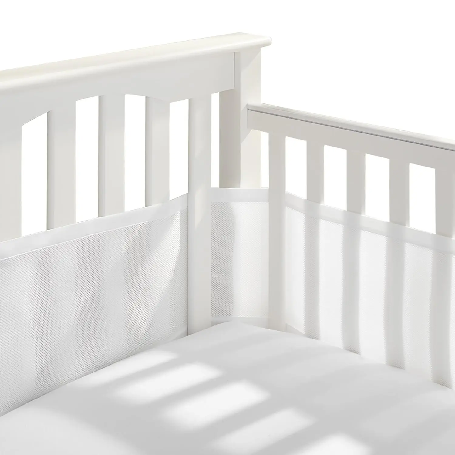 Breathable Mesh Liner for Full-Size Cribs, Classic 3mm Mesh, White (Size 4FS Covers 3 or 4 Sides)