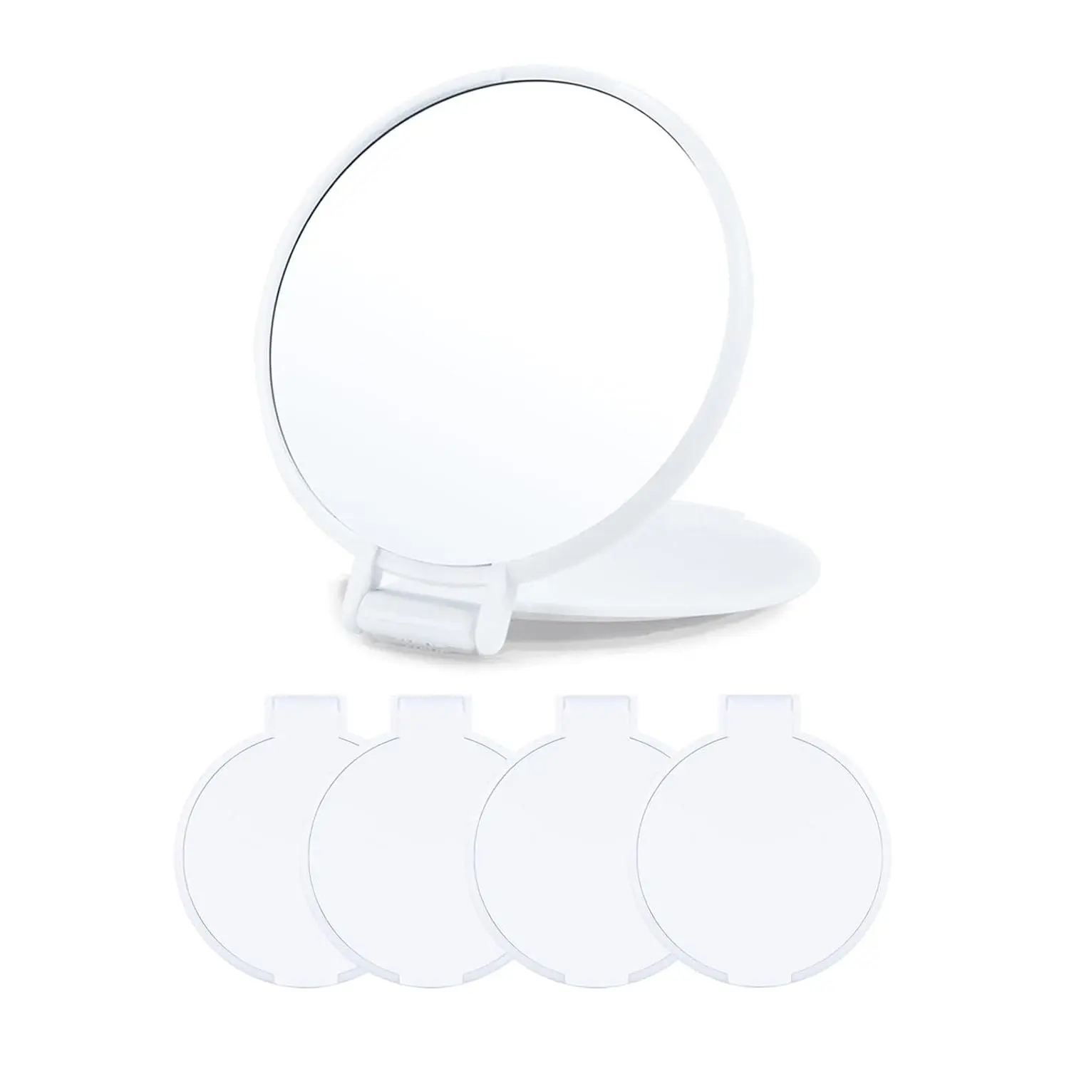 4 Pack Compact Mirrors Bulk for Party Favors Purse Travel, White | small mirror bulk, mini mirror for purse, for wedding birthday goodie bags, travel and daily douch-up, plastic and glass