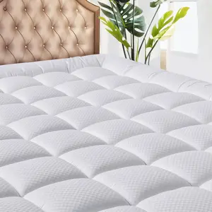 California King Mattress Pad - Cooling Breathable Mattress Topper, Quilted Fitted Mattress Protector, Pillow Top Mattress Cover with 8-21" Deep, Soft, Machine Washable, White, Cal King