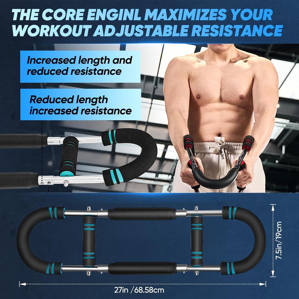 Portable Home Fitness Twister Arm Exerciser, Adjustable 60-110lbs Spring Workout Bar, Ideal for Forearm, Triceps & Chest Strength Training