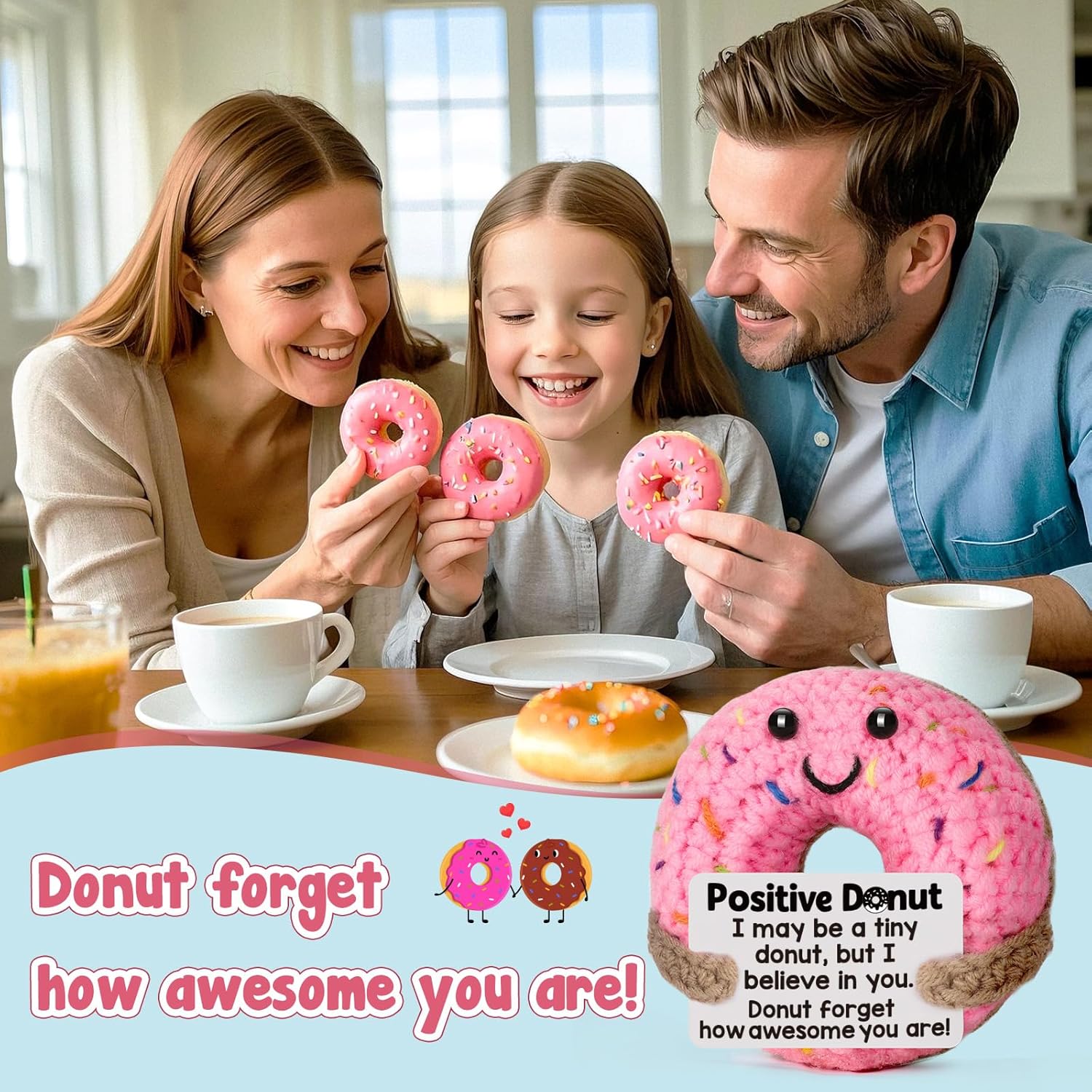 Easter Basket Stuffers for Teens & Kids - Perfect Easter Basket Essentials, Inspirational Birthday Graduation Gifts, Motivational Emotional Positive Crochet Donut Presents for College Students, Her & Girl Friends to Encourage and Warm Heart