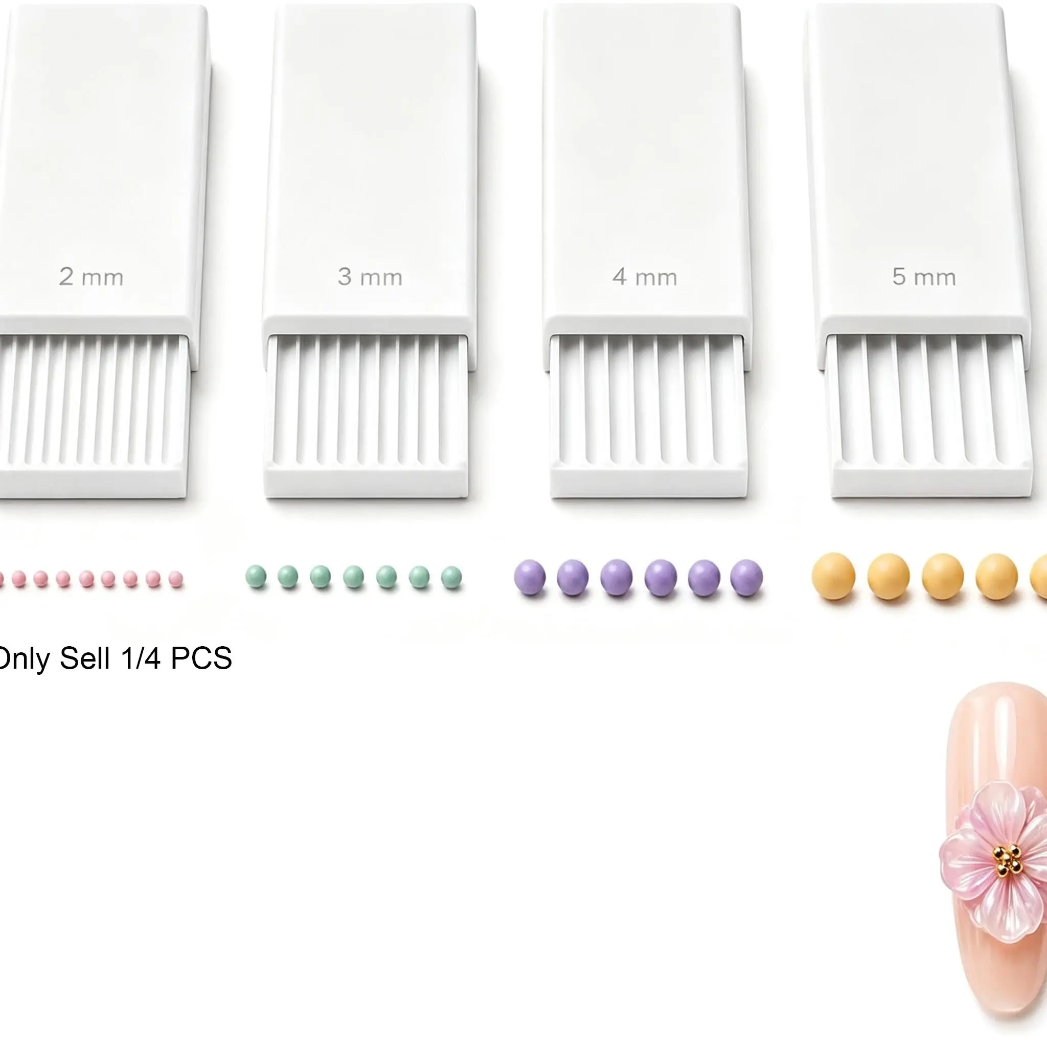 1/4 PCS 3D Print Clay Gel Ball Maker Tool, 2mm/3mm/4mm/5mm Groove Bead Roller for Nail Art 3D Gel Flowers, Polymer Clay Sphere Shaping Tool for Jewelry Making, Charms and DIY Crafts