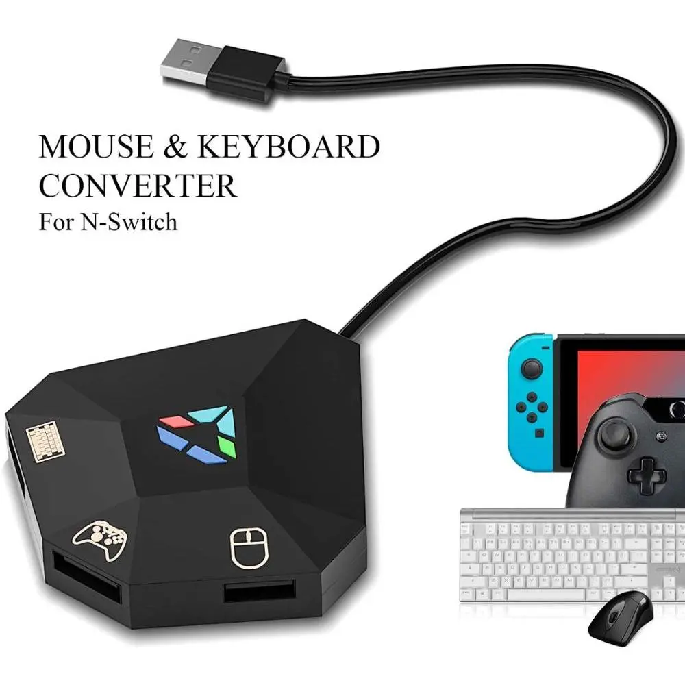 Keyboard and Mouse Adapter for Nintendo Switch PS4 Xbox One PS3 Xbox 360, Wired Gaming Console Converter with Custom Key Mapping
