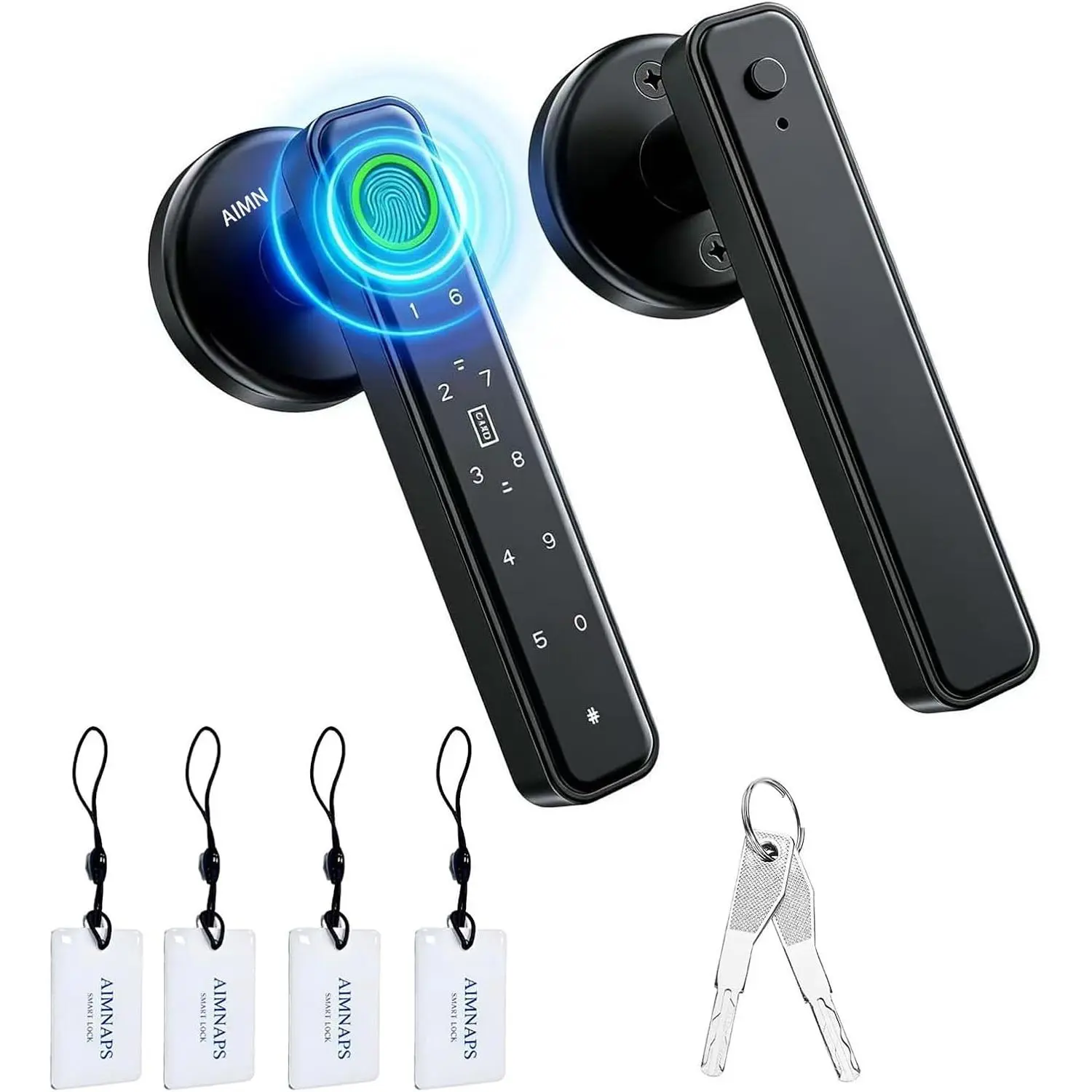 Black Smart Biometric-Code Key Door Knob for Bedroom, Multi-Access Keyless Entry Lock with Auto-Locking, Ideal for Bedrooms/Apts, Camping Tent Accessories