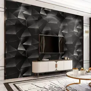 Cube 3D Self-Adhesive Sticky Adhesive Wall Sticker, PVC Geometric Abstract Modern Anti Mould Wallpaper, Mould-Proof, for Bedroom, Rental, Home Decor