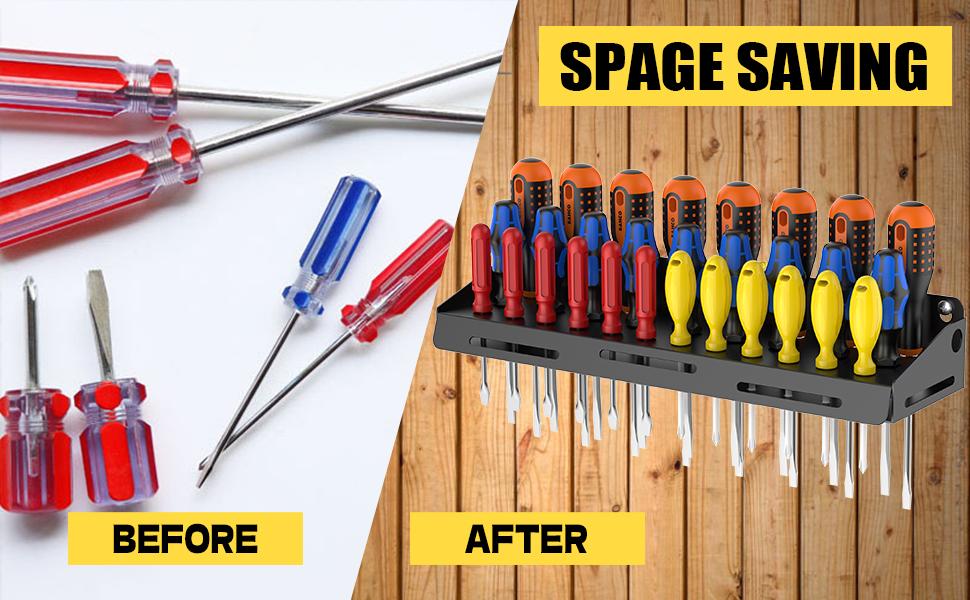 Screwdriver Organizer Wall, Screwdriver Holder Rack Tool for Workshop, Shed,, Home, Stores up to 29 Screwdrivers or Small