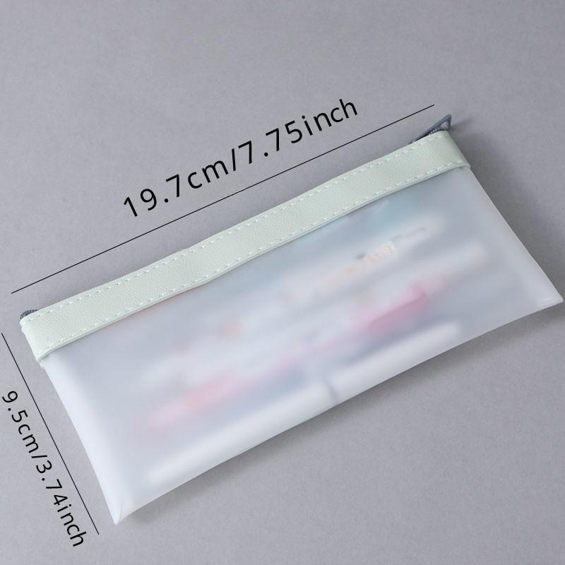 1pcs Pencil bag stationery storage bag student exam pencil bag simple Korean style large capacity transparent zipper pencil bag Office Supplies