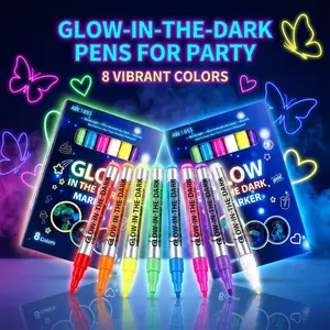 8 Color UV Art Paint Pens, Quick Dry Night Glow, Non-Toxic, Washable, Ideal for Face, Body, Stage Makeup, Creative Gift Set