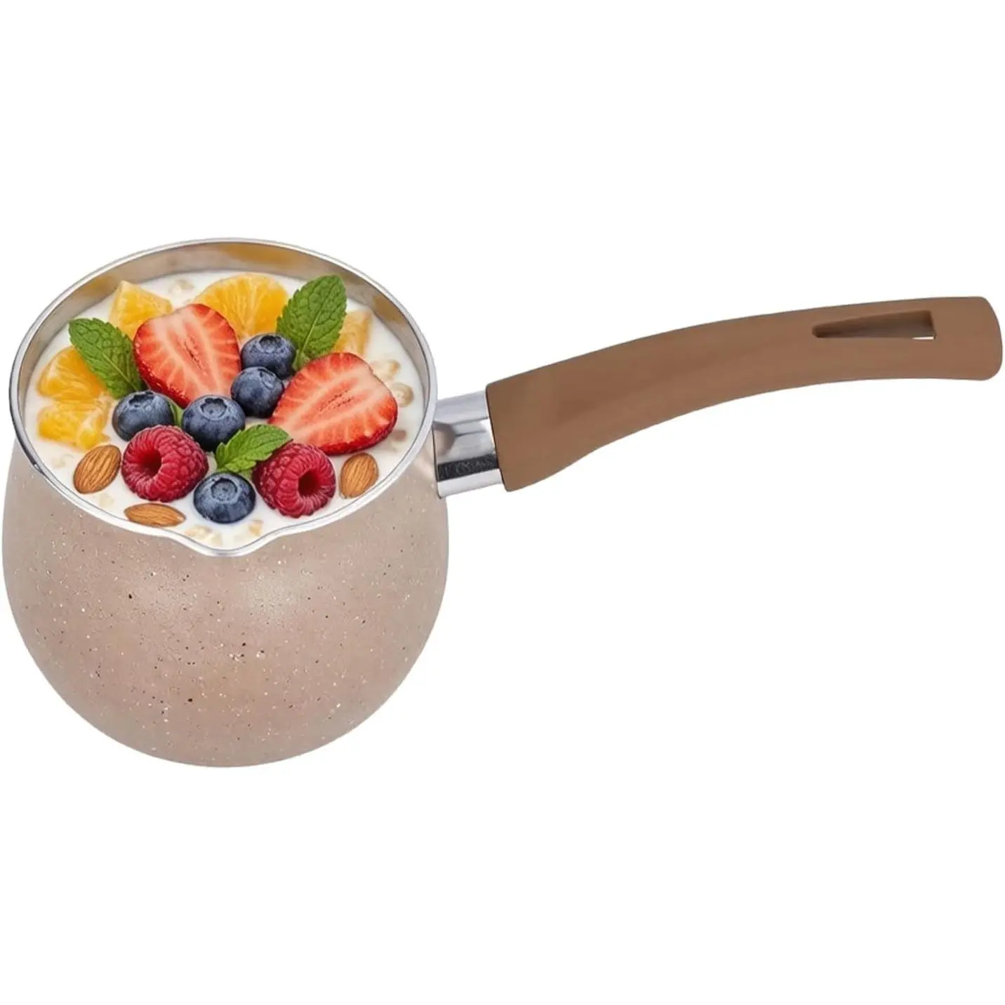 Mini Saucepan, Nonstick Butter Warmer Multi Milk Pot Stockpot Practical Small Melting Pot with Handle Pour Spouts