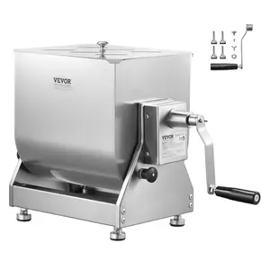 VEVOR Manual Meat Mixer, 30L Tilt Tank Meat Processing Equipment(Mixing Max 30LBS for Meat), Stainless Steel Meat Mixer, Sausage Mixer Machine with Lid Handle Gear Reducer, Ground Beef Hand Mixer
