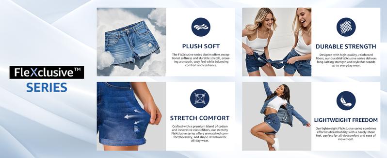 luvamia Jean Shorts for Women Trendy High Waisted Stretchy Denim Summer Casual Raw Hem Mom Long Shorts Cutoff Jorts