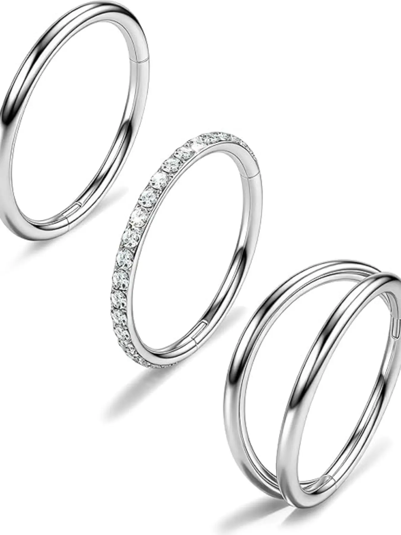 Diamond Nose Septum Ring, Nose Rings, 316L Stainless Steel Seamless Body Piercing Jewelry, Unisex Casual Style, All Seasons Accessory
