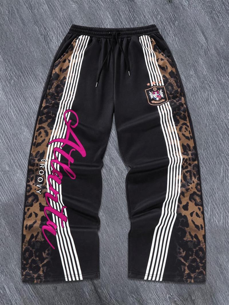 Men's  Letter Print Side Stripe Sweatpants, Athleisure Pants, Casual Street Comfy Pants for Spring & Fall, Men's Trousers for Daily Wear