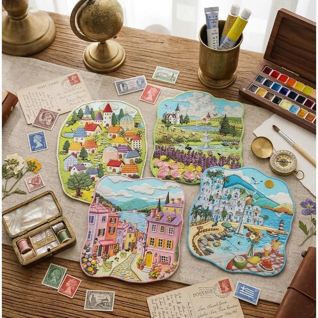 Vintage-Style Miniature Landscape Stickers - Restock Alert, Large Layout Design, Detailed Scenes, Removable Ocean & Street Decals, Cottagecore Embellishment for Sticker Scene Book, Build Your Own Town DIY (Mid Year Sale)