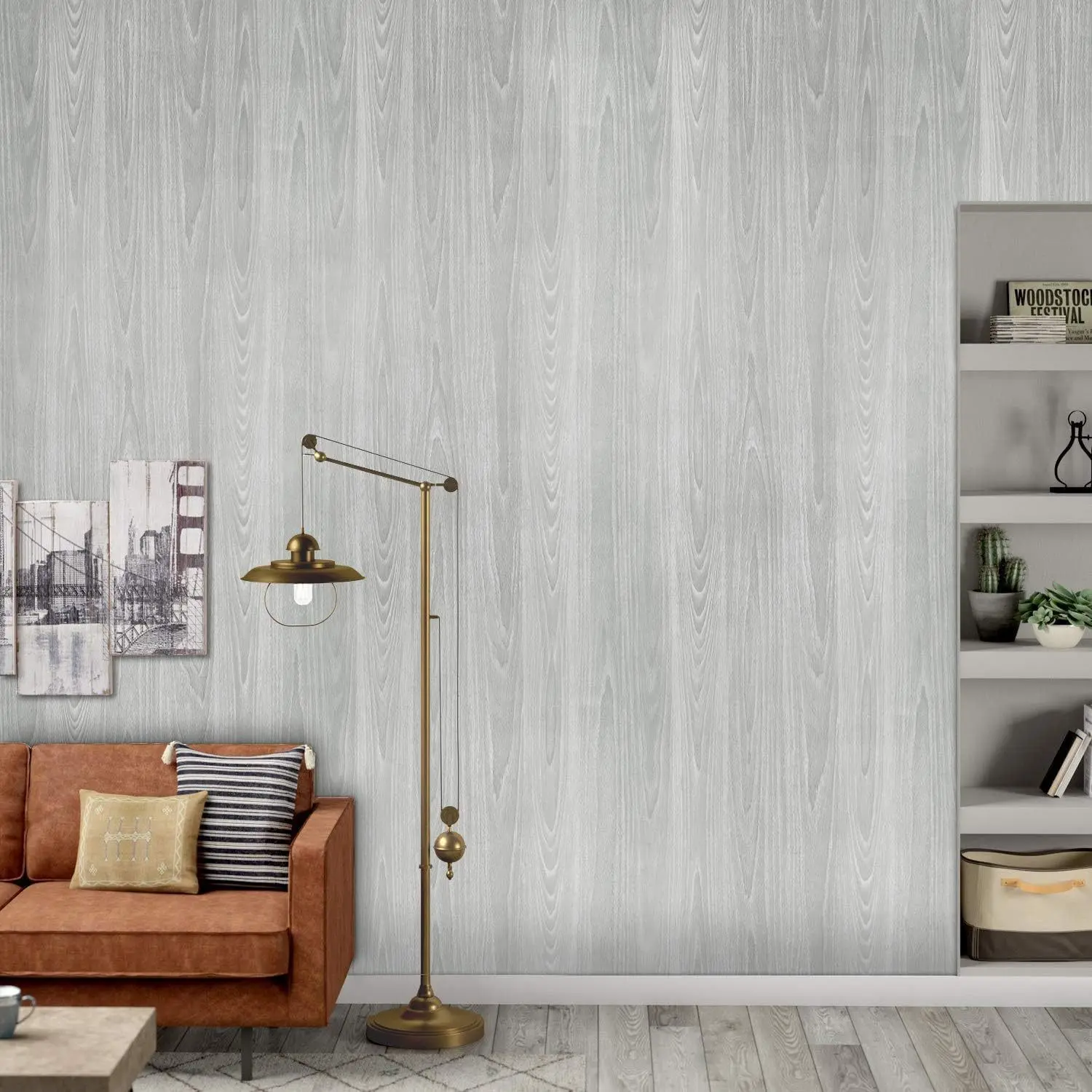 A Roll Light Wood Grain Furniture Renewal Sticker, Nordic Minimalist Wallpaper, Waterproof Oil-Resistant, Easy Clean, Thick Durable, No Residue, Self-Adhesive Suitable For Living Rooms, Bedrooms, Cabinets, And Walls