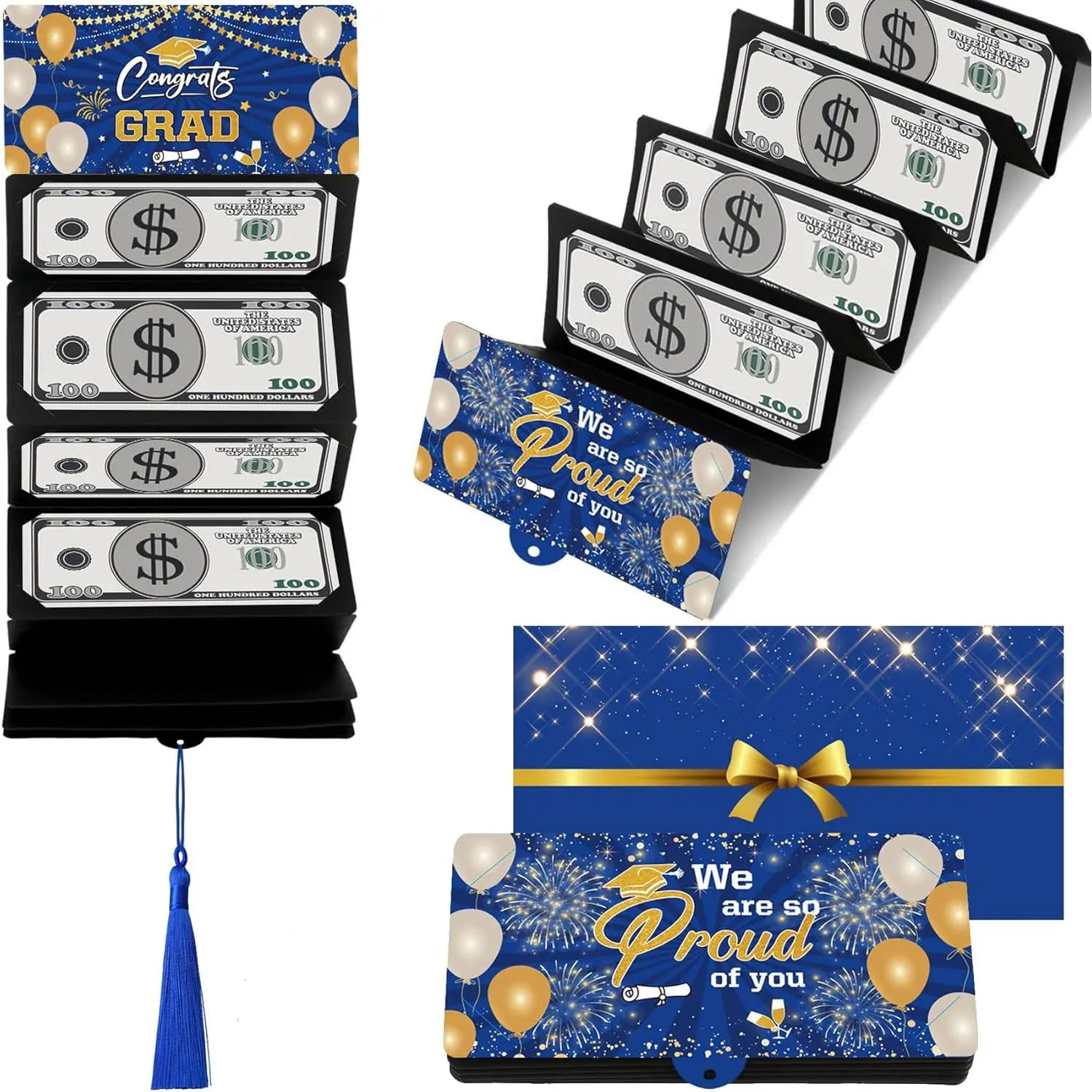 2026 Graduation Money Holder Envelopes - Elegant, Innovative, Practical Design Party Supplies with 10 Bill Slots, 10 Card Slots, Cash & Card Gift Surprises for High School, College Graduates, Surprise Slot, Travel Theme