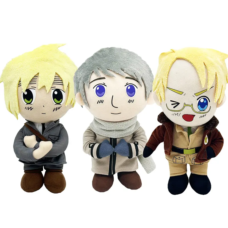 Hetalia Axis Powers Worlds Stars Soft Stuffed Plush Toy - 26-28cm Soft Doll Fan Trio Set (Arthur Kirkland, Ivan Braginsky, Alfred F. Jones) - Japanese Anime Manga Character Keychain, Collectors' Cosplay Props, Xmas Gifts