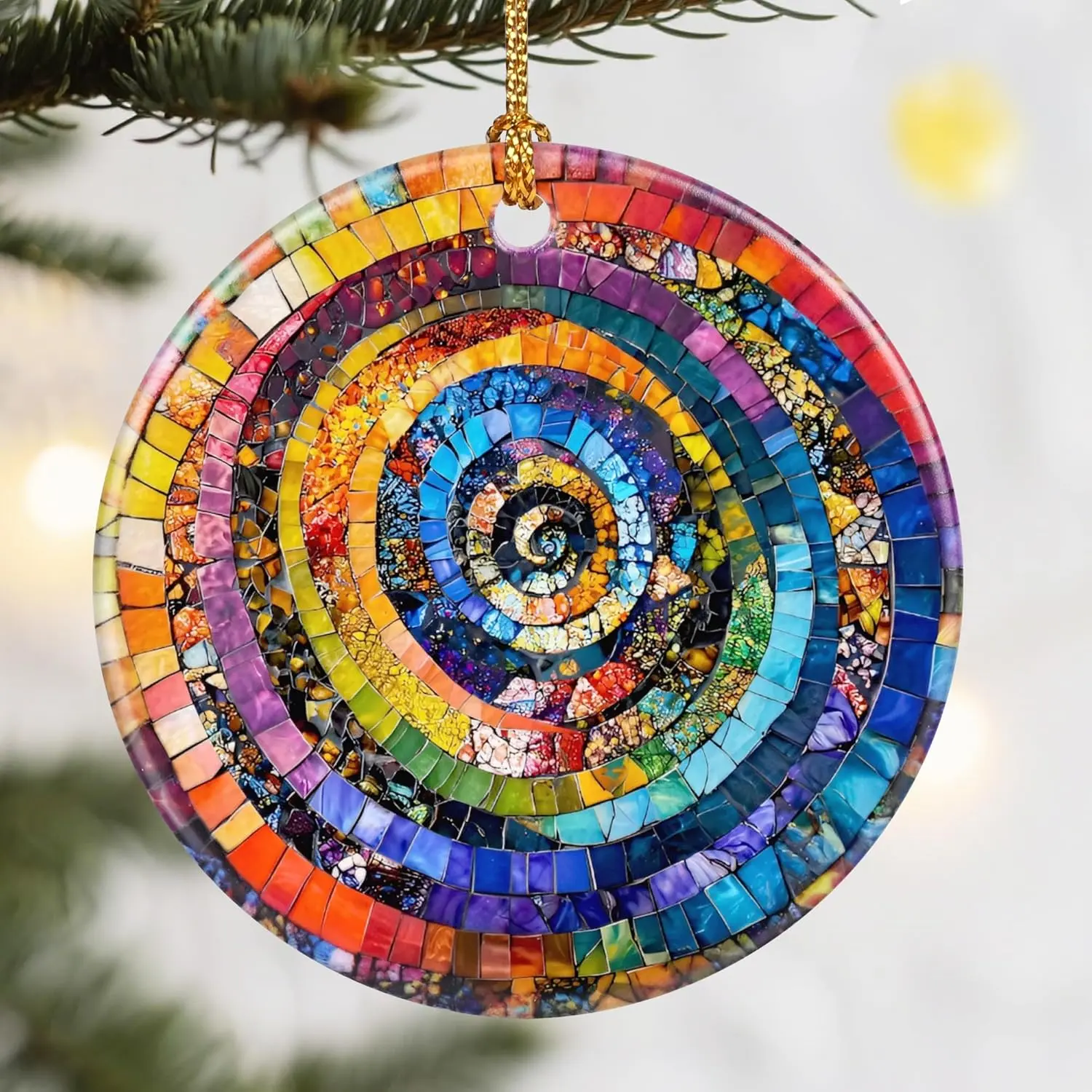 Christmas Ornaments,  2.8in Ceramic Rainbow Spiral Ornament, Xmas Decor, Christmas Tree Ornaments, Xmas Decorations for Tree, Holiday Ornament,  Ideas, Art Lovers Gifts, Gifts for