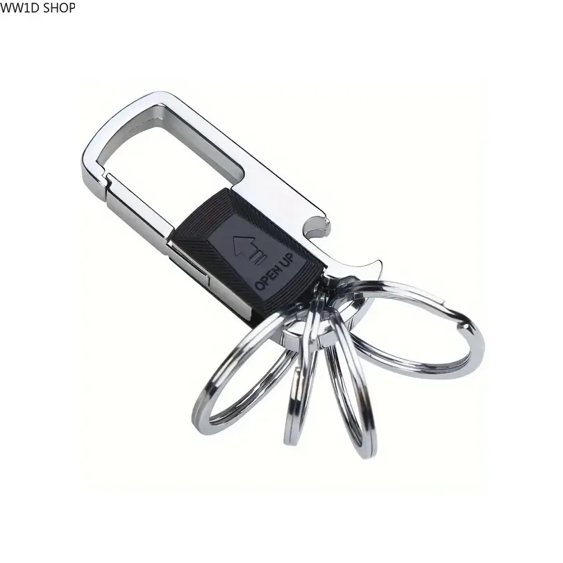 Modern Metal Keychain for Car Keys, Multifunction Everyday Carry Accessory with a Built-in Bottle Opener and Detachable Rings, Edc Gear, Mini Multi-Tool Keychains