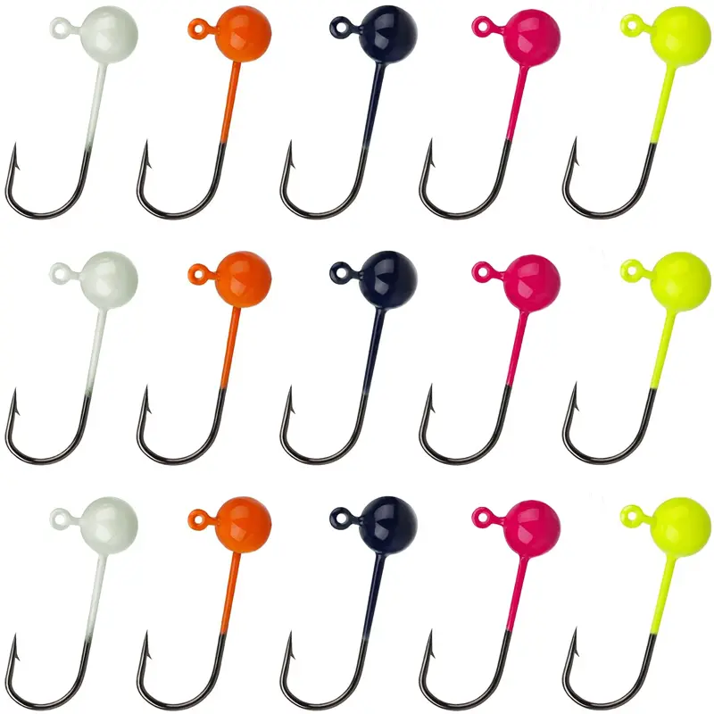50pcs Round Ball Jig Heads Hook, Painted Crappie Jigs Fishing Hook 1/64oz 1/32oz 1/16oz for Fly Fishing, DIY Lure Making Fly Tying Jigs
