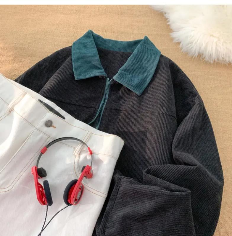 Kyn Apparel 2026 Autumn Corduroy Cargo Jacket For Men Bomber Jacket Windbreakers Zipper Coats Loose Cargo Outwear Casual Jacket Mens Clothes