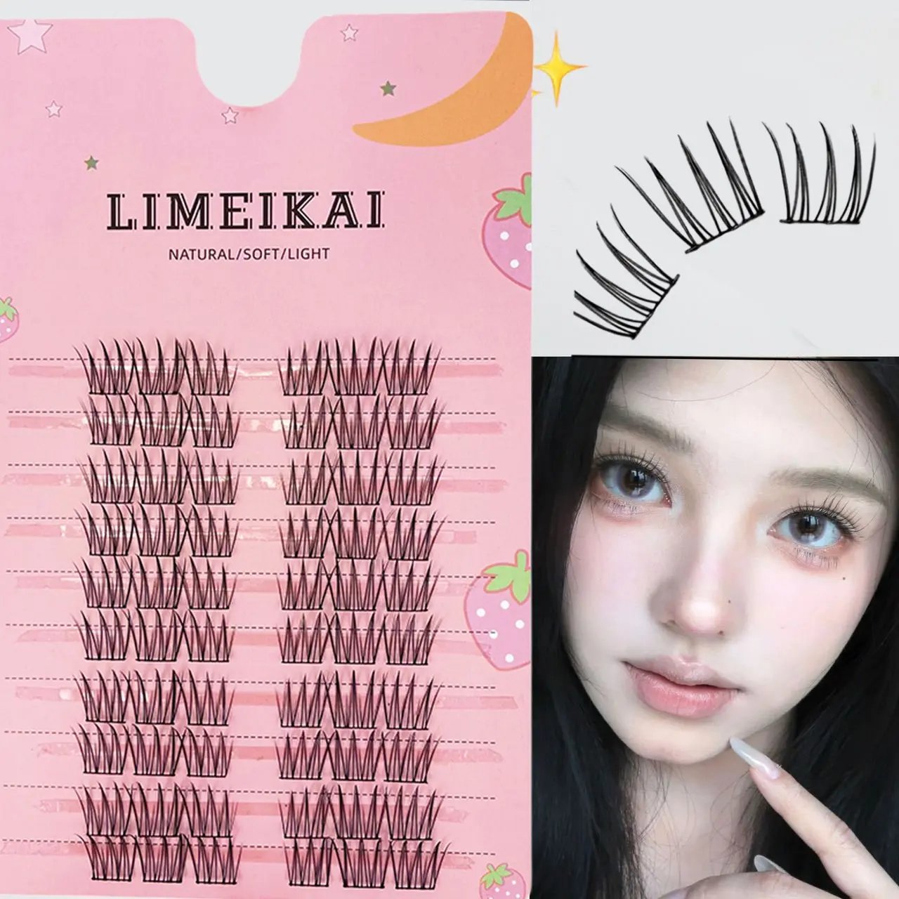 Reusable Cat Lash Extensions, Dense Mixed Single Cluster False Eyelashes, Makeup Lash Clusters, Enhance Eye Appeal, Suitable for Daily Wear