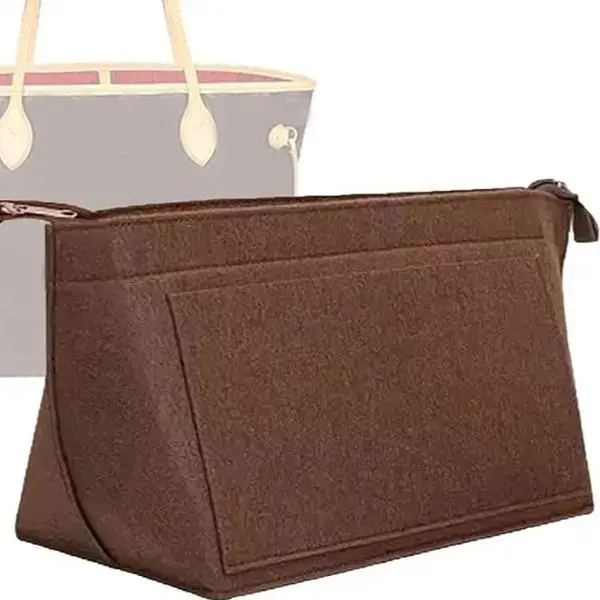 Felt Bag Organizer Insert - Durable Travel Accessory, Handbag Divider Organizer, Unisex Travel Size for Handbags & Basket Bags, Neat Sturdy, S/M/L Sizes, Zipper Closure, Double Layer, Washable, Side Pockets, Card Slots, Purse Storage Organizer